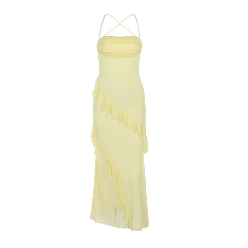 Summer Fashion Style Ruffled Spaghetti Straps Dress