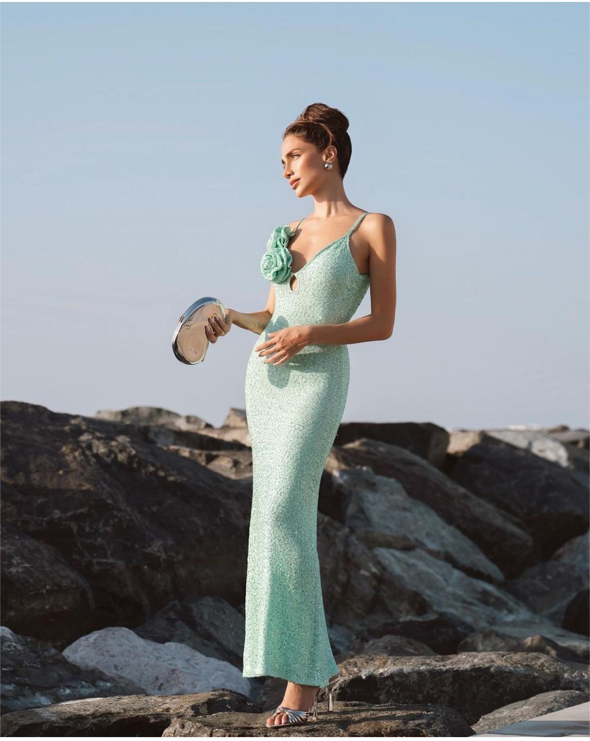 Summer Mint Green Sequin Sling Dress