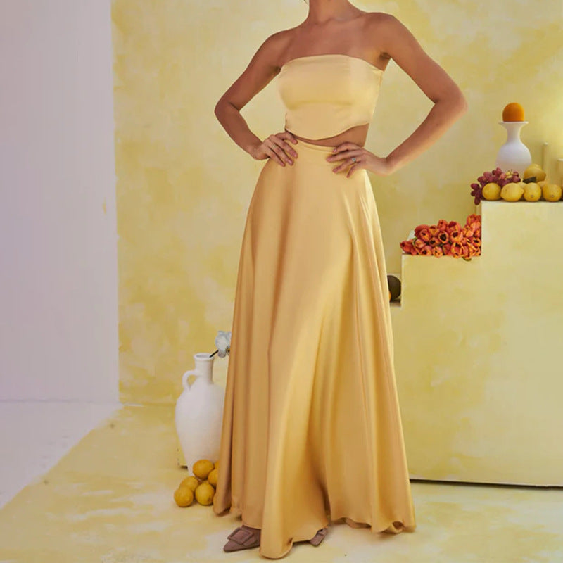 Tube Top High Waist One-piece Skirt Dress