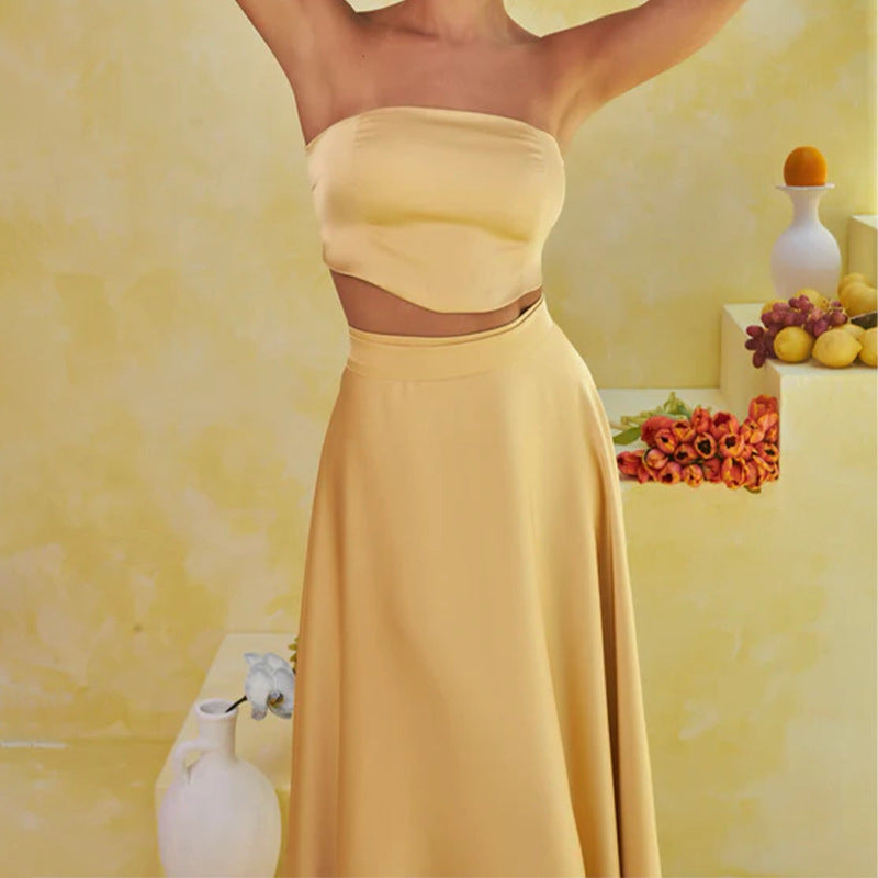 Tube Top High Waist One-piece Skirt Dress