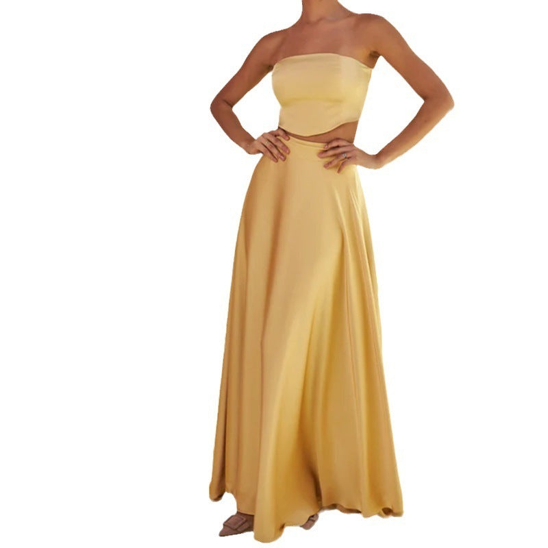 Tube Top High Waist One-piece Skirt Dress