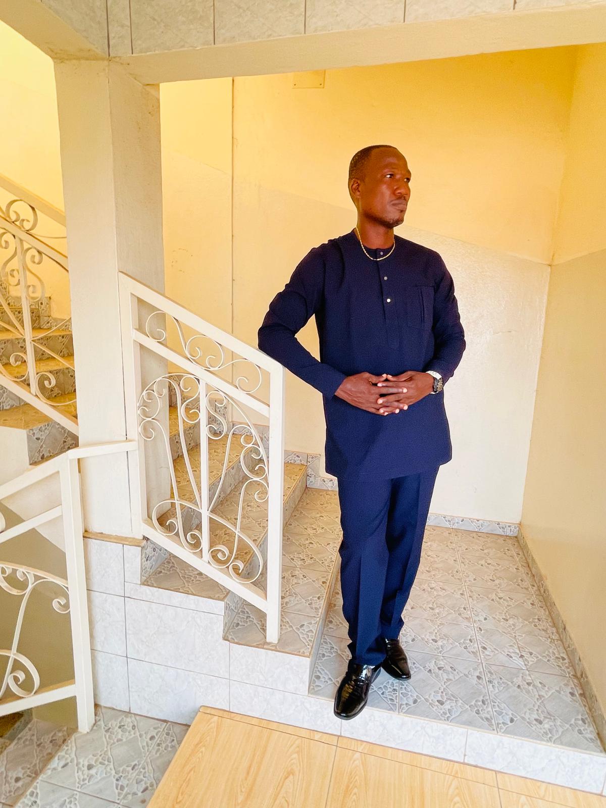 GD Elegance - Men's Premium Navy Blue Kaftan with Embellished Details