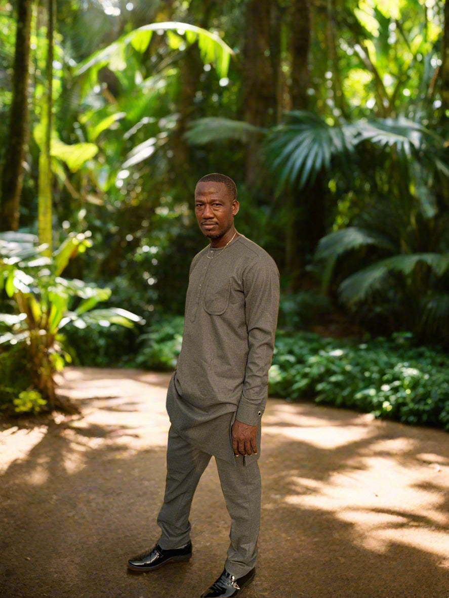Men's Premium Ash Grey Kaftan with Elegant Detailing