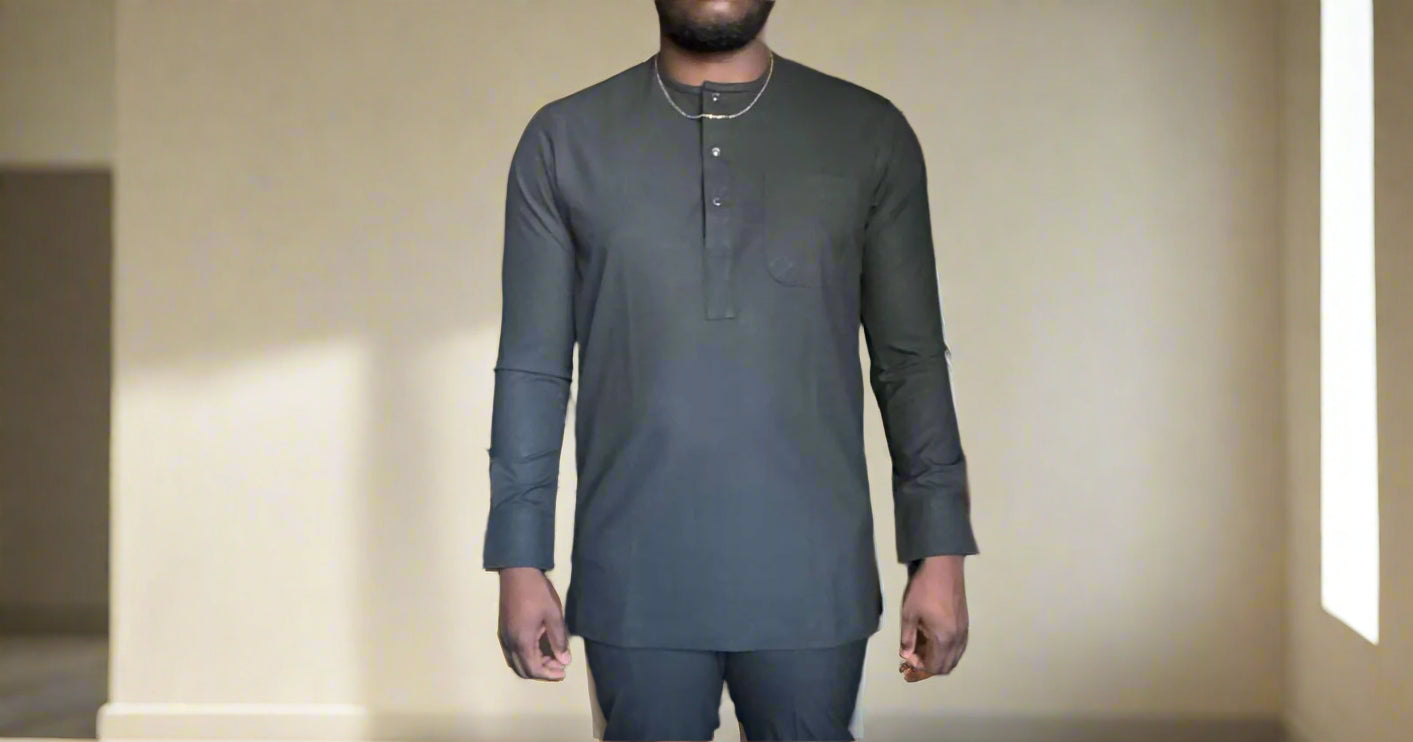 GD Elegance - Classic Black Kaftan Set
