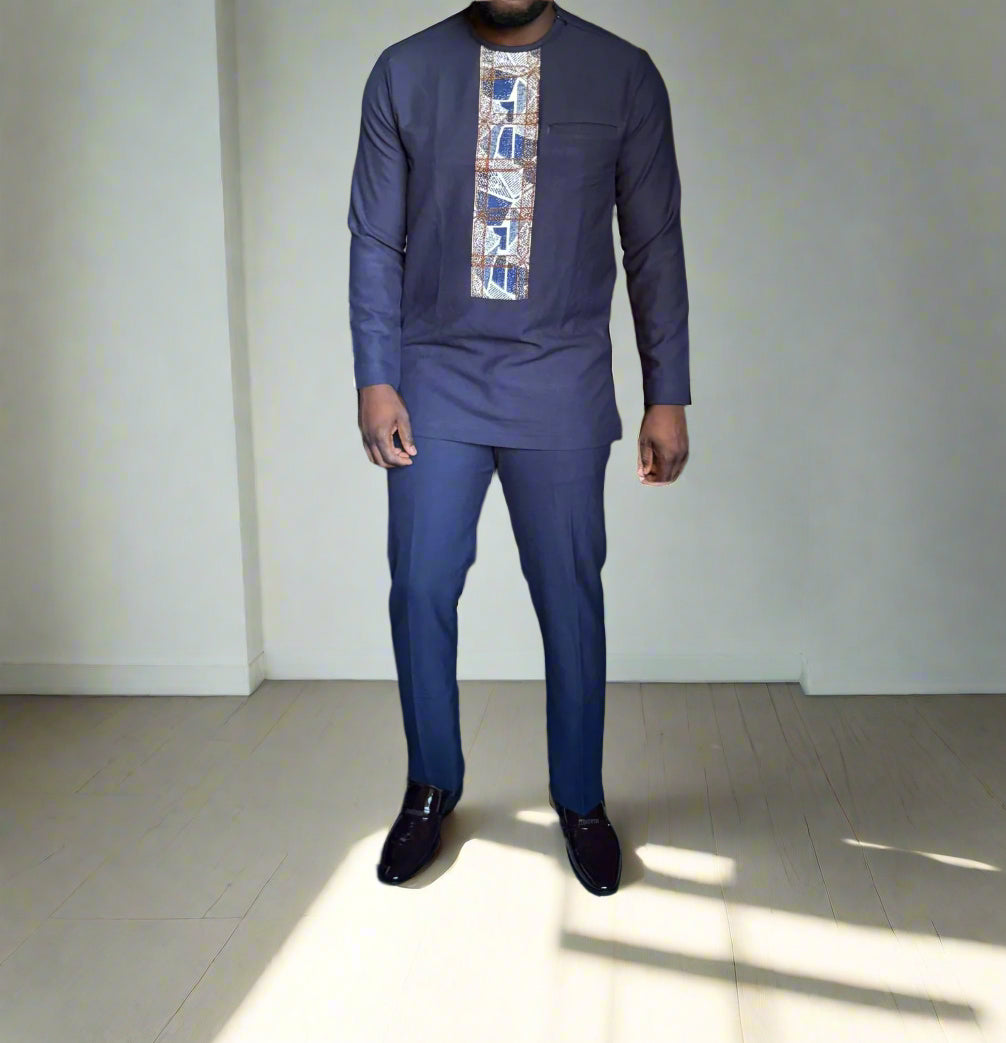 GD Elegance - Royal Blue Embroidered Kaftan Set