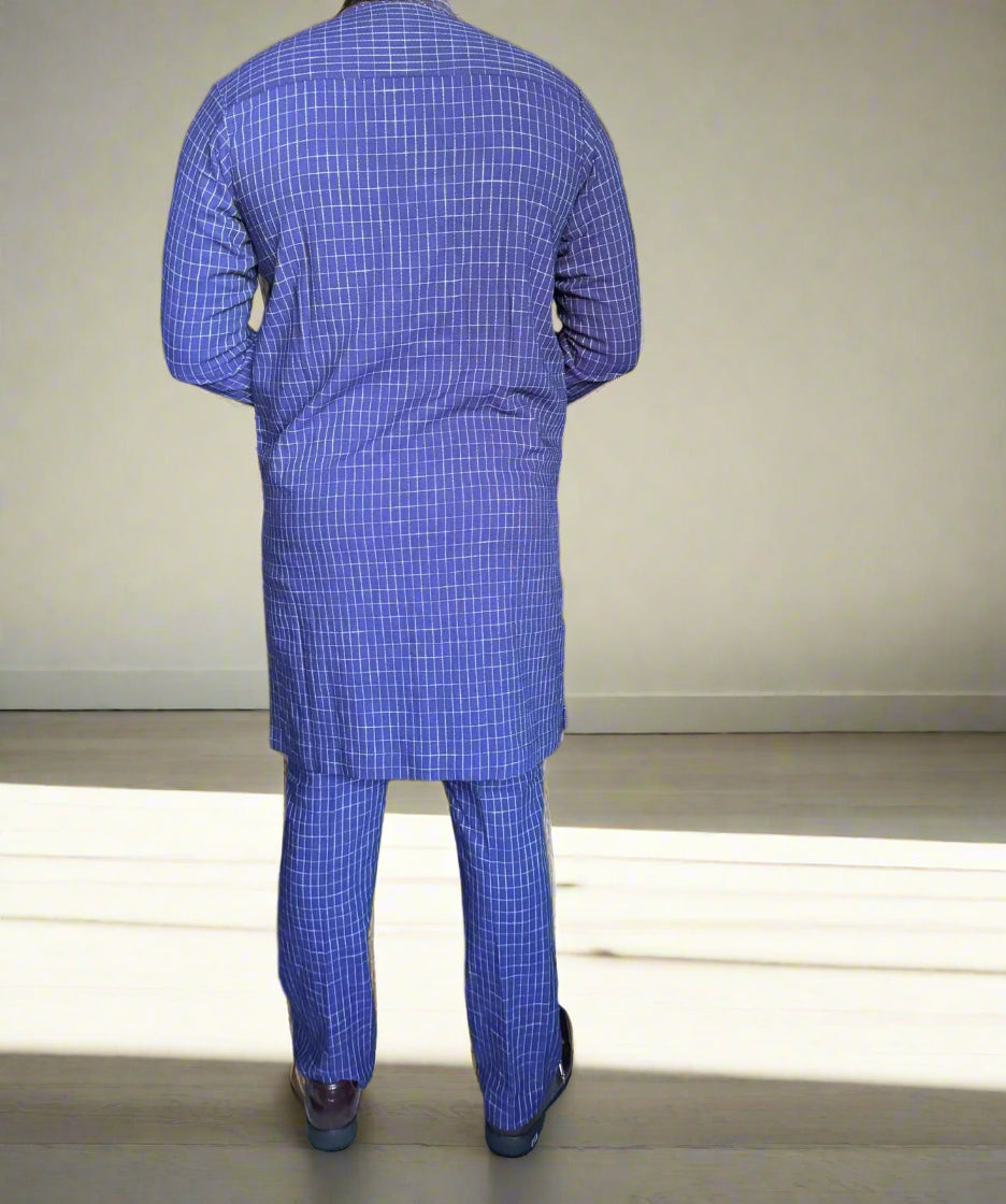 GD Elegance - Royal Grid Embroidered Kaftan Set
