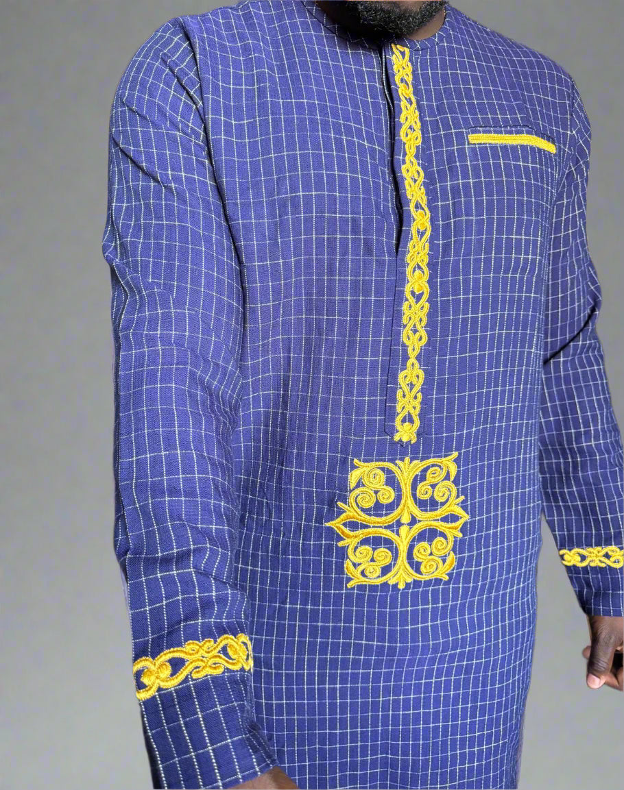 GD Elegance - Royal Grid Embroidered Kaftan Set