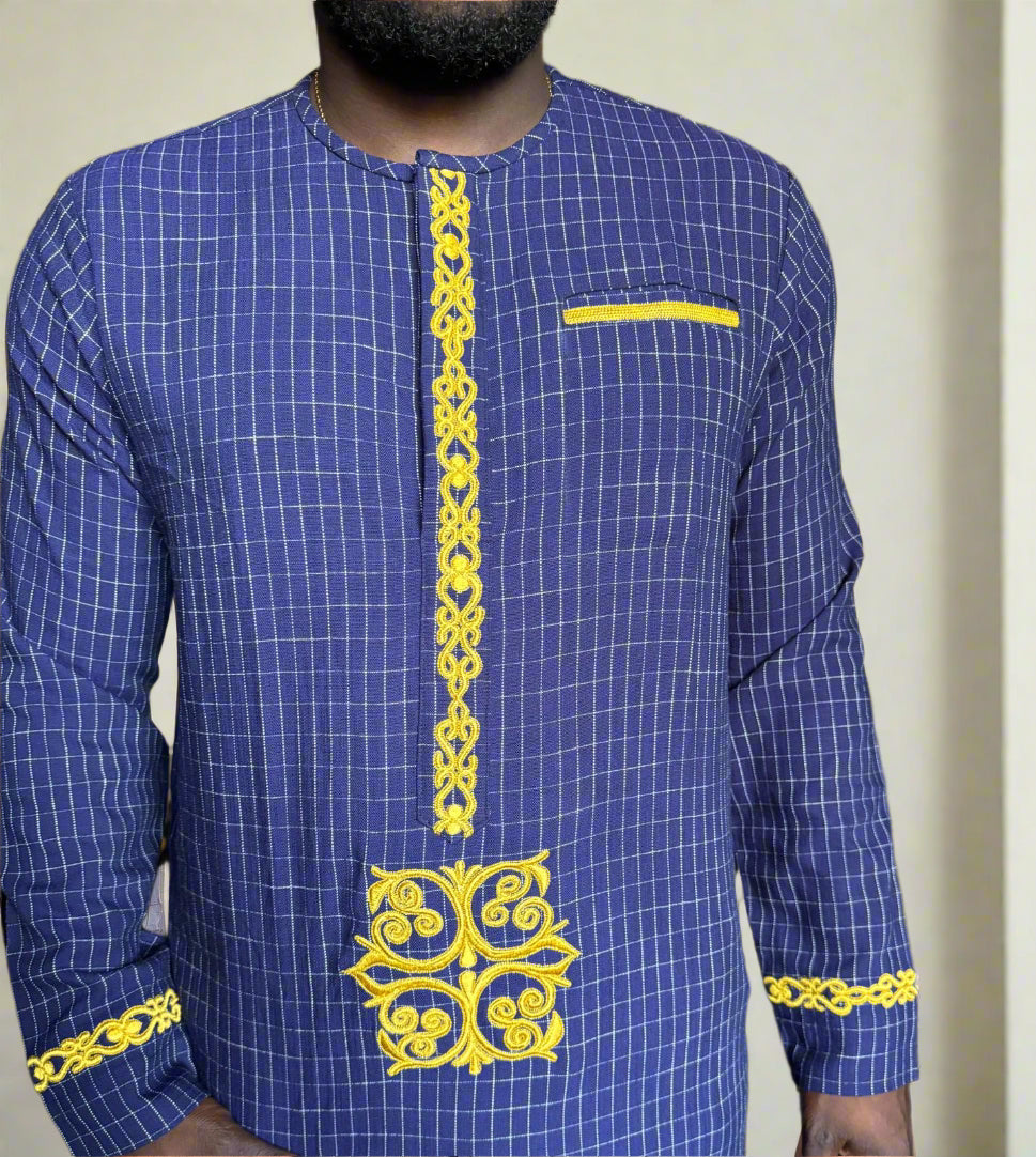 GD Elegance - Royal Grid Embroidered Kaftan Set