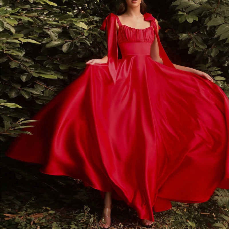 Women Sleeveless Camisole Gown Bridesmaid Evening Dress Women